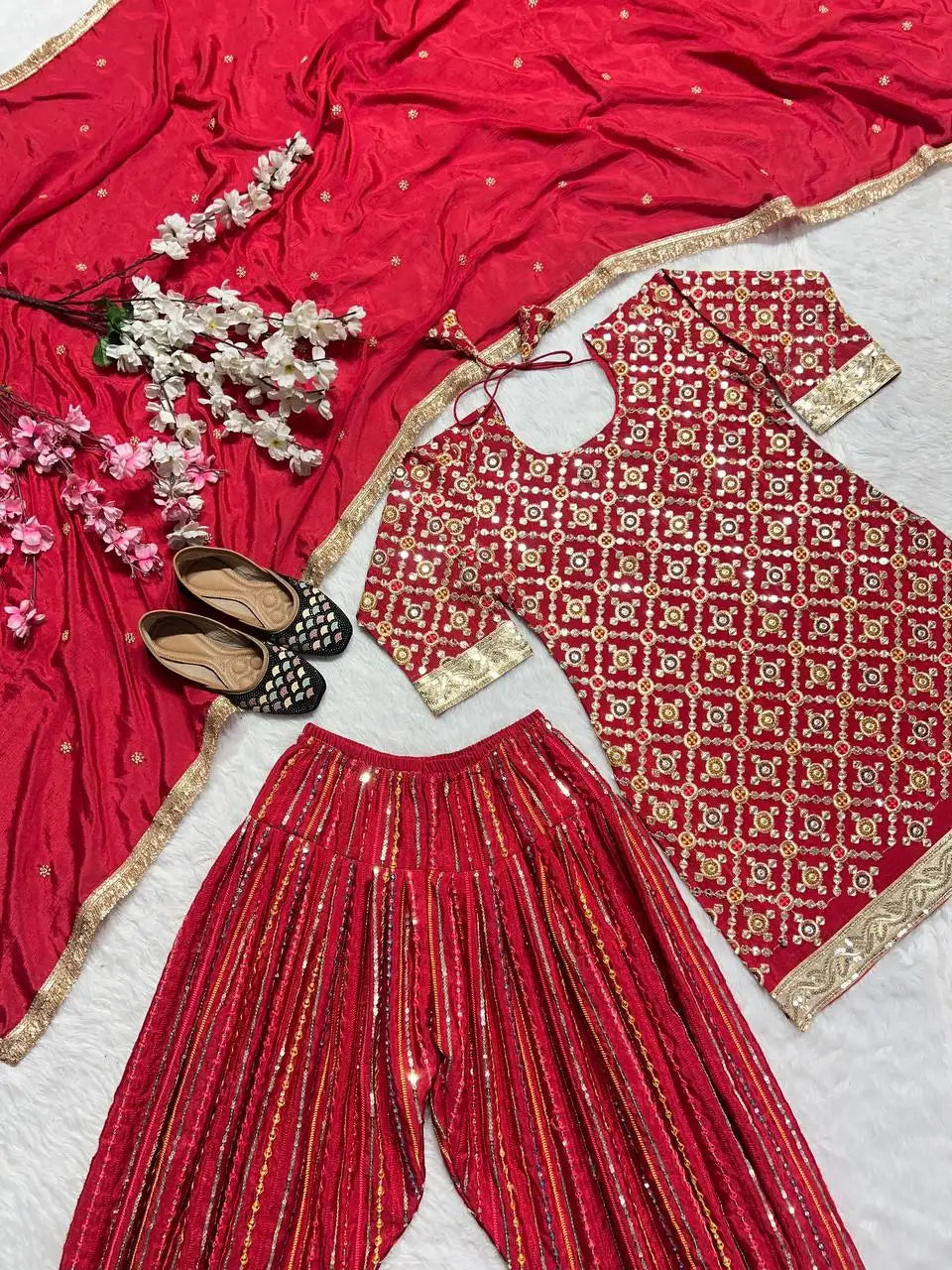 Customizable Traditional Indian Outfit for Women Eid Ramzan Special Salwar Kameez Readymade Dhoti Style Pant Natural Pakistani