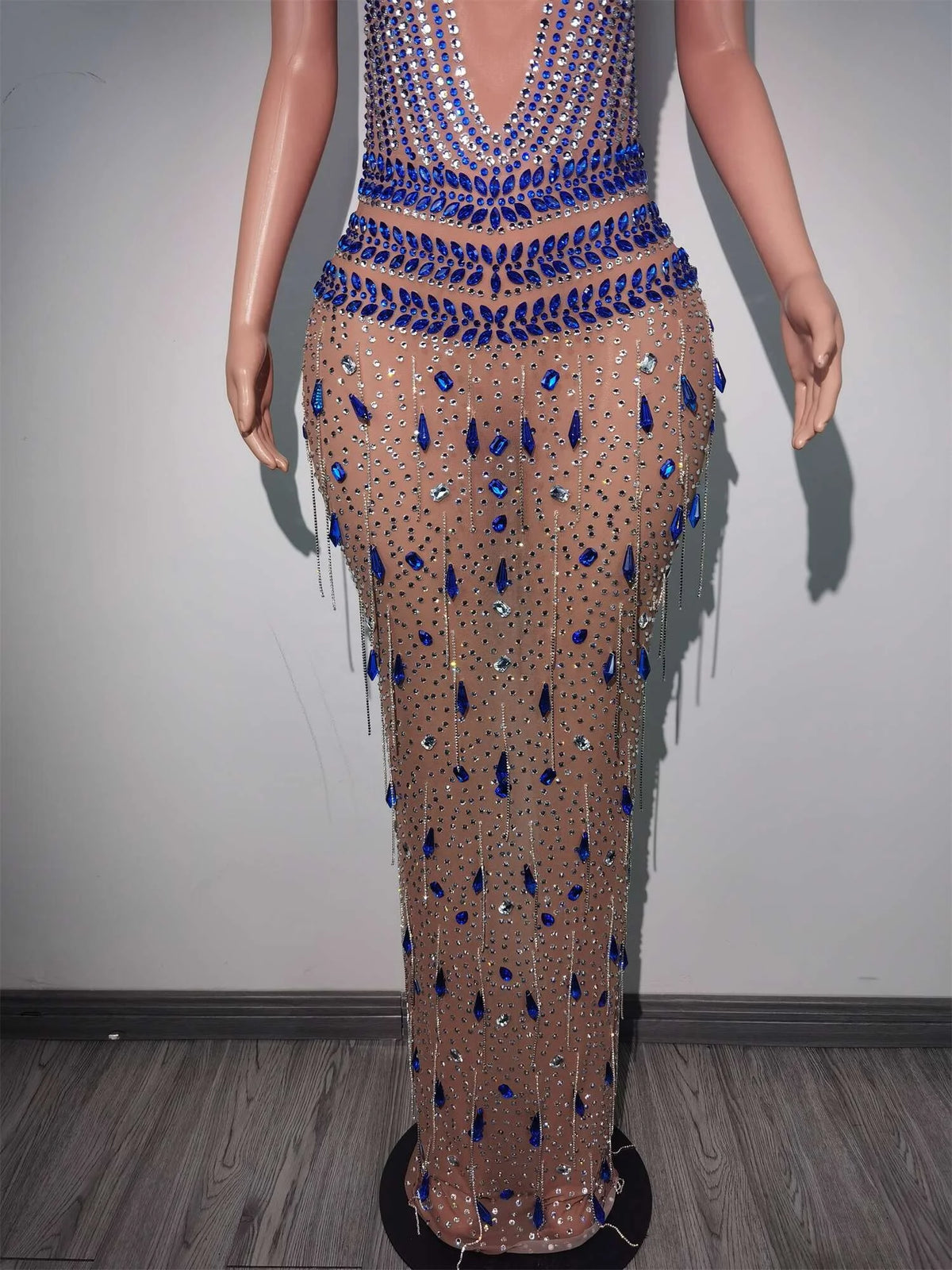 Luxury Fringes Crystal Prom Gown Ladies Sequin Birthday Cocktail Long Dress Women Sexy Diamonds Formal Dinner Evening Dress