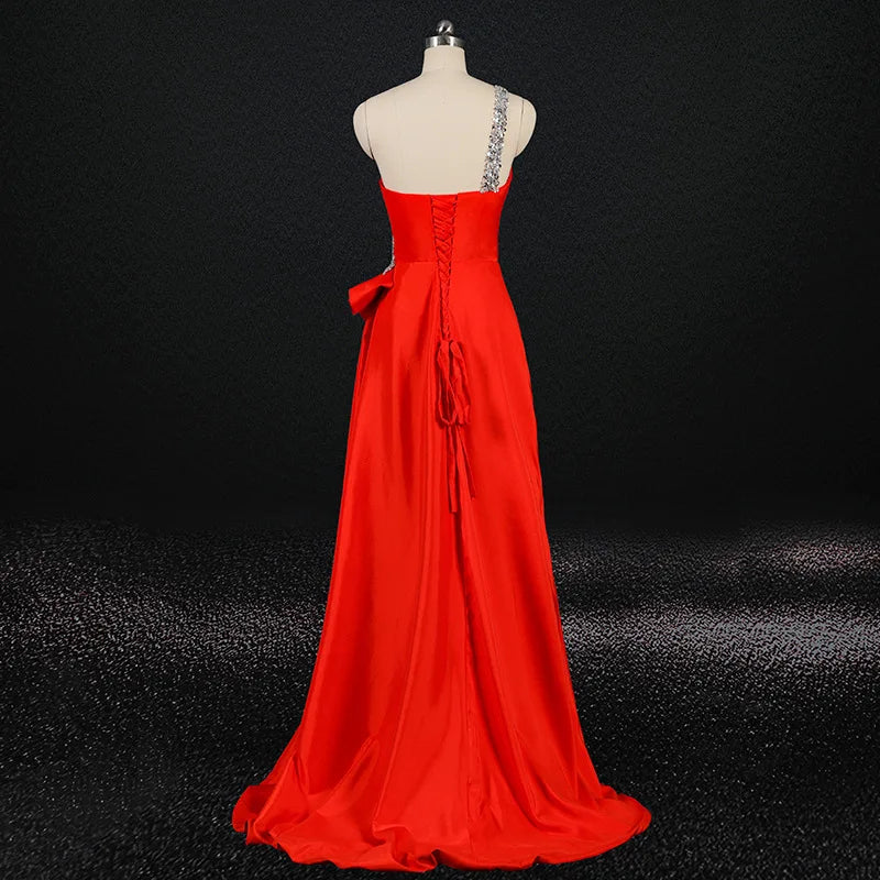 For Jancember LSDZ40 Modern Red Evening Dress for Weddings Custom Sexy Style Long Embellishments Flowers Lace Crystal Appliques