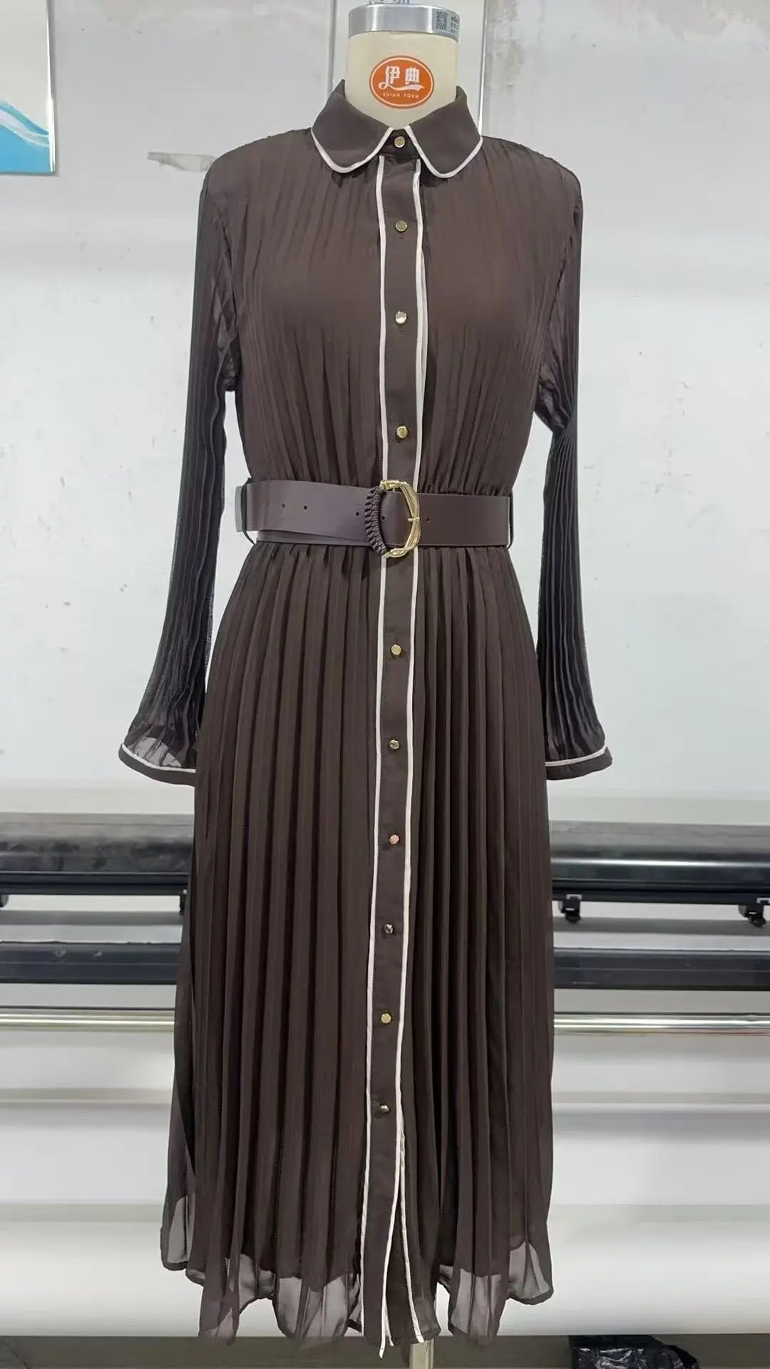 Style Chiffon High Waist Belted Ruched Midi Dress-Fashion Trend Versatile Design