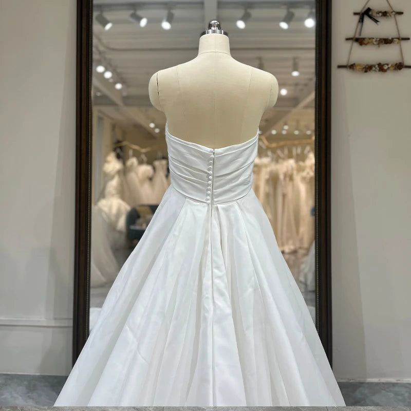 Jancember RL153 Sexy Sweetheart Sleeveless Ruched Chapel Train Backless Wedding Dress