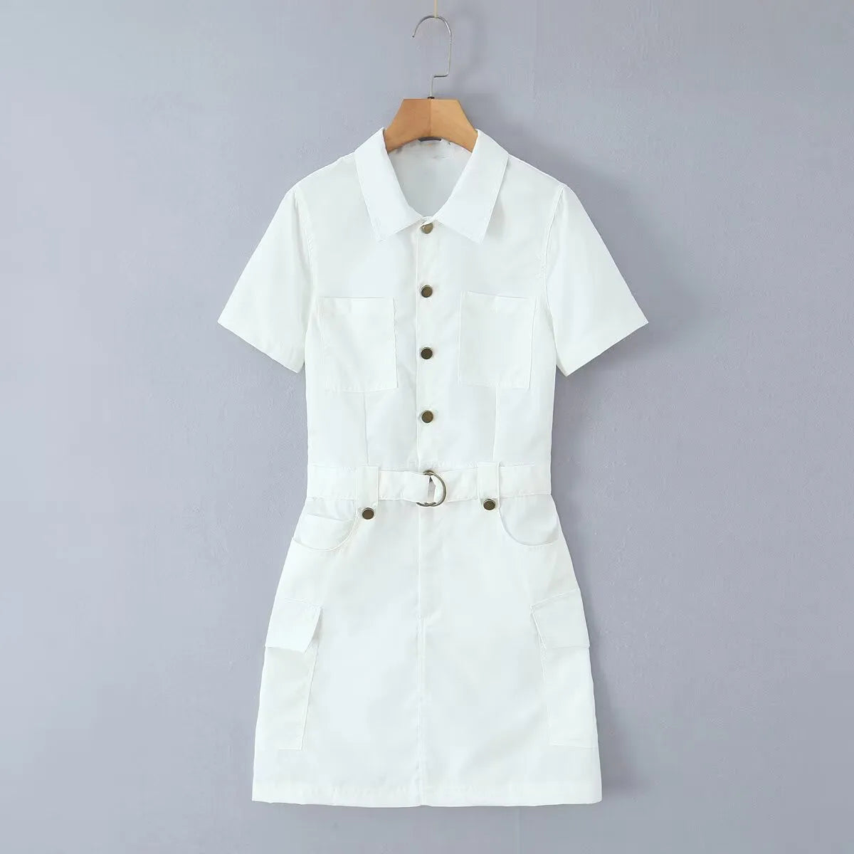 MYST&ZA Women's Clothing 2025 Summer New Style Fashionable Simple Versatile Lapel Short-sleeved Work Dress