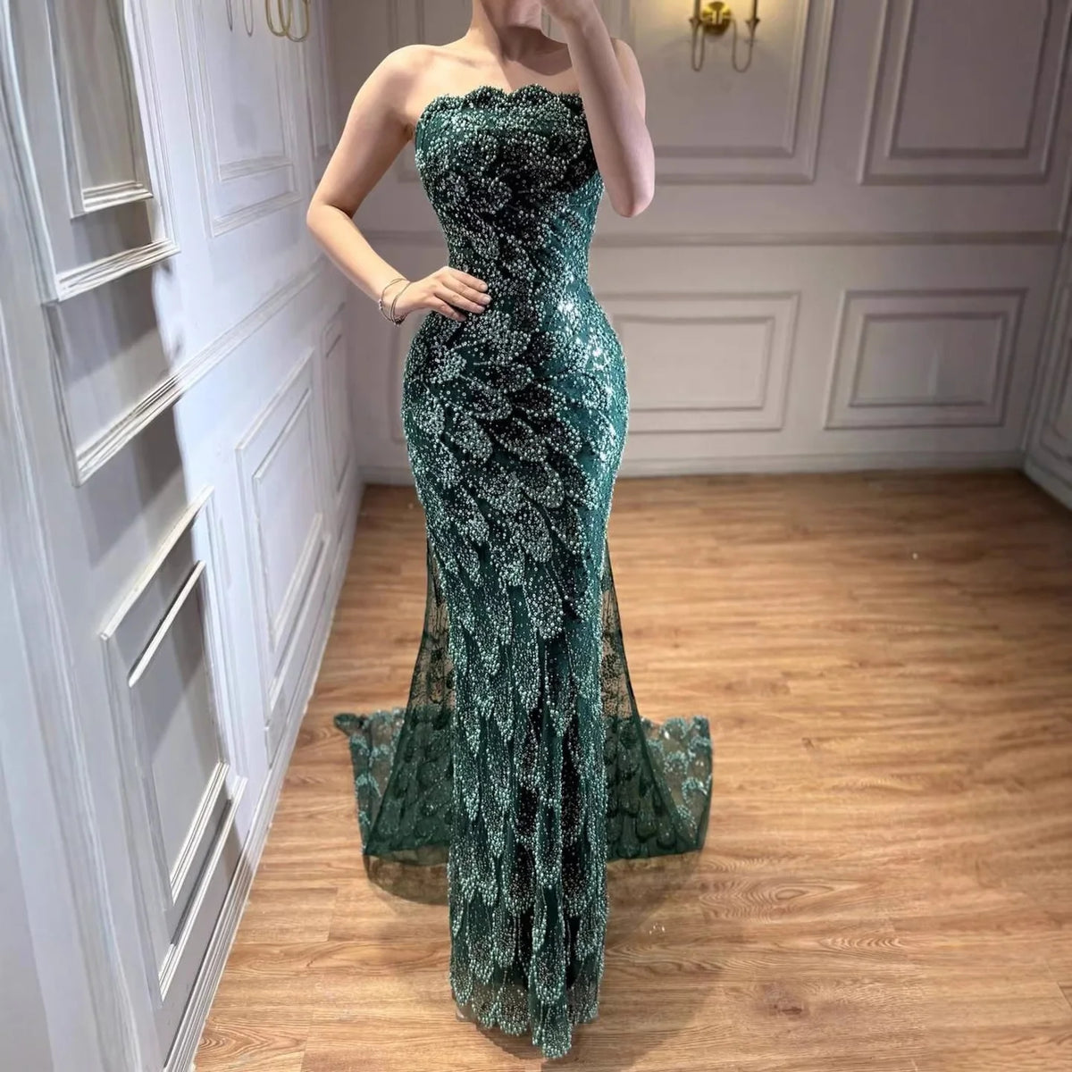 Serene Hill LA73117A Emerald Green Mermaid Evening Dress 2026 Strapless Formal Party Gowns for Red Carpet Gala Events