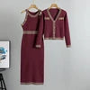 Designer High-quality Temperament Socialite High-waisted Fashion Sweater Dress Autumn New Sweater Vest Dress Set Luxury