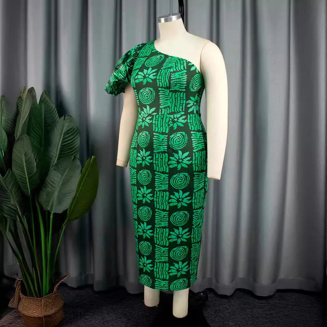 Print on Demand Dropshipping Polynesian Tribal Green Frangipani Custom Samoan Puletasi Two Pieces Set Women Dress Suit Elegant