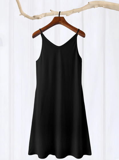 Women's U-Neck Strap Loose Waist Knee-Length A-Line Breathable Soft Polyester Spandex Blend Letter Print Personalized Dress