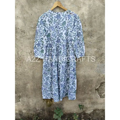 Indian Floor-Length Lace Boho Floral Printed Summer Dress for Women 100% Cotton A-Line Silhouette Gift for Her