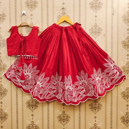 Shoryam Fashion Luxury Look Handcrafted Kids Lehenga Choli Taffeta Silk Floor-Length Crop Top Rich Brocade Sequined Embroidery