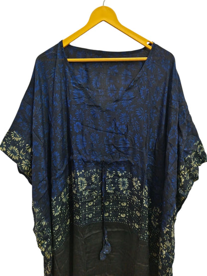 Recycled Sari Silk Caftan Soft Night Wear House Robe Garden Dress For woman's Free Size Kaftan