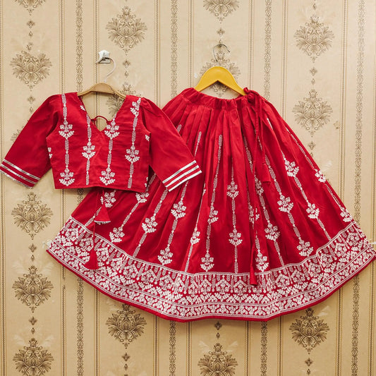 Wholesale High Quality Colorful Kids Lehenga Choli Embroidery Sequined Floor-Length Breathable Traditional Borders Comfortable