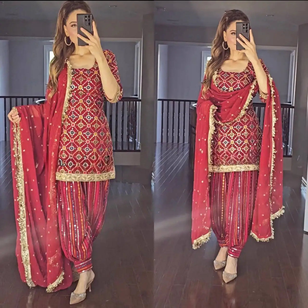Customizable Traditional Indian Outfit for Women Eid Ramzan Special Salwar Kameez Readymade Dhoti Style Pant Natural Pakistani