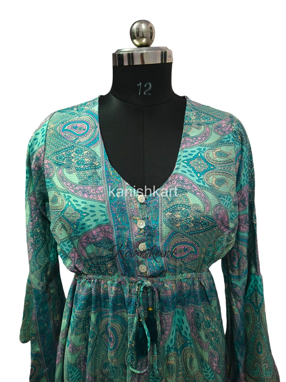 Recycled Sari Silk Caftan Soft Night Wear House Robe Garden Dress For woman's Free Size Kaftan
