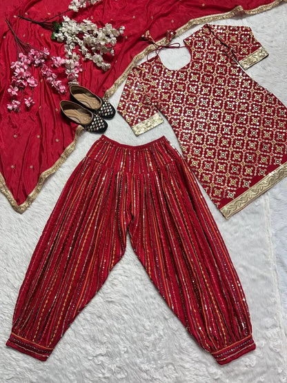 Customizable Traditional Indian Outfit for Women Eid Ramzan Special Salwar Kameez Readymade Dhoti Style Pant Natural Pakistani