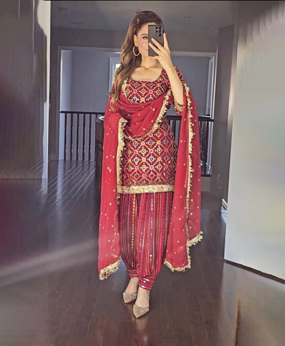 Customizable Traditional Indian Outfit for Women Eid Ramzan Special Salwar Kameez Readymade Dhoti Style Pant Natural Pakistani