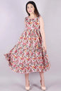 Women Eco-Friendly Washable Breathable Floral Print Sleeveless Mandarin Collar Cotton Maxi Dress Natural Waist Summer Casual