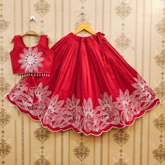 Shoryam Fashion Luxury Look Handcrafted Kids Lehenga Choli Taffeta Silk Floor-Length Crop Top Rich Brocade Sequined Embroidery