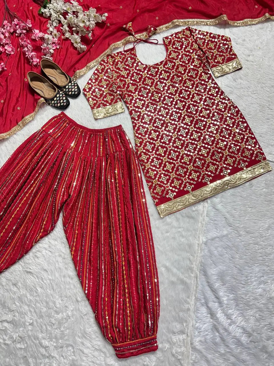 Customizable Traditional Indian Outfit for Women Eid Ramzan Special Salwar Kameez Readymade Dhoti Style Pant Natural Pakistani