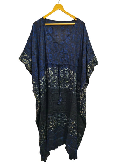 Recycled Sari Silk Caftan Soft Night Wear House Robe Garden Dress For woman's Free Size Kaftan