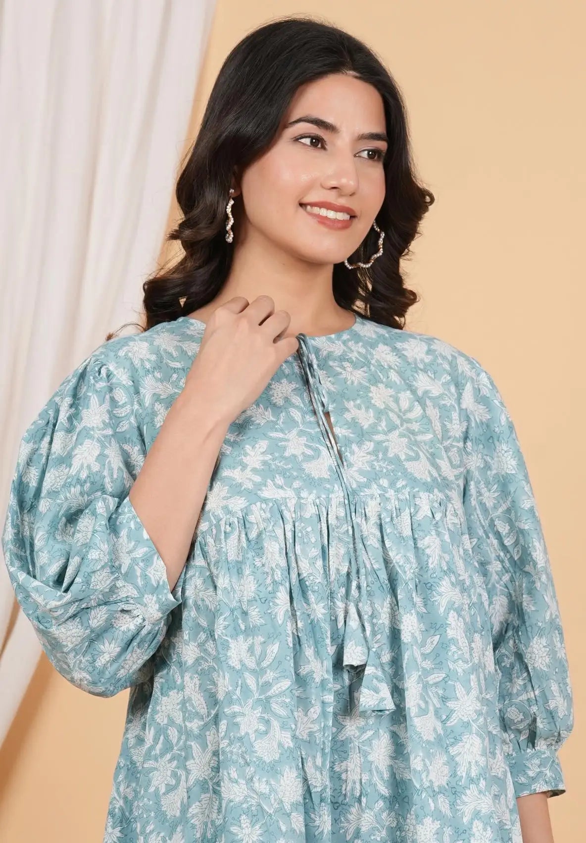 Eco-Friendly 100% Cotton Wrap Wholesale Midi Dress Floral Block Print with Jaipur Handcrafted Ethnic Casual Short Dress