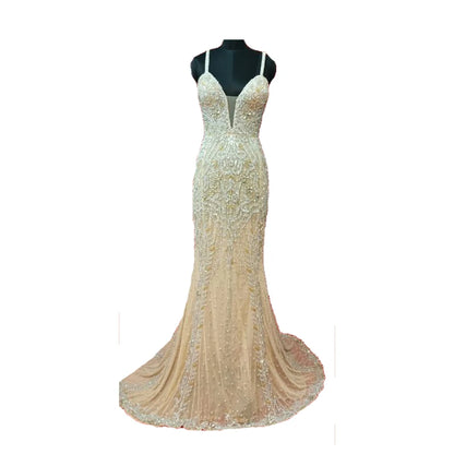 Bulk Quantity Supply Rajgadhia Evening Gown Handmade Beaded Dress Sleeveless Floor Length Fancy Gown