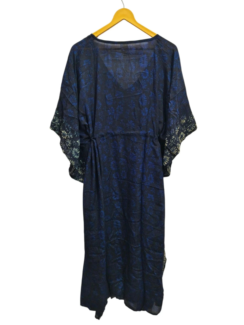 Recycled Sari Silk Caftan Soft Night Wear House Robe Garden Dress For woman's Free Size Kaftan