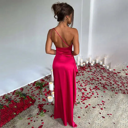 Dropshipping Summer Women's Floor-Length Solid Satin Natural Waist Dress-Breathable Casual Wear