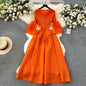 Plus Loose Size Temperament Embroidered Close Edge Round Neck Long Sleeve Party Bouncing Casual Dress