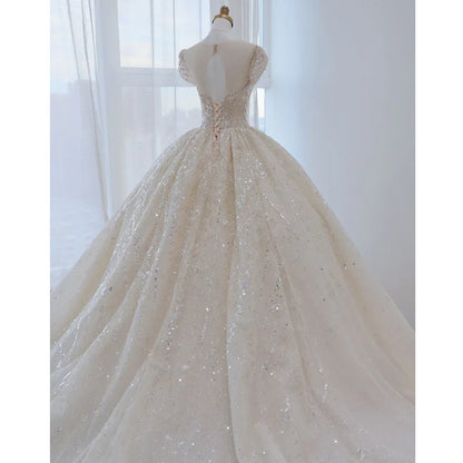 S0156H     New 2025 Latest Design Women Tulle Beading High-end Temperament Bride Wedding Dress