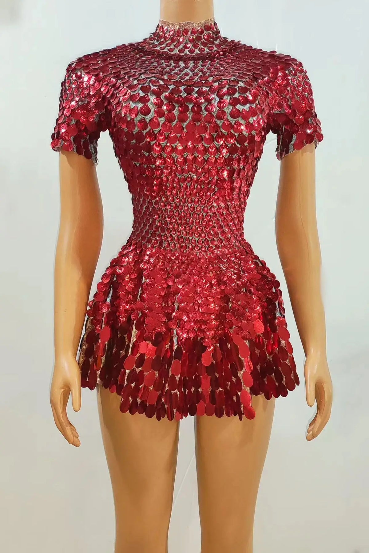 Sexy Short Sleeve Sequin a Line Dress Stage Performance Wear Dinner Gowns Birthday Prom Mini Dress Women Sexy Club Party Dress