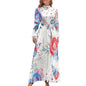 Print on Demand Wholesale Long Sleeve Women's Casual Dress Streetwear Floral Printed Elegant Maxi Dress for Woman