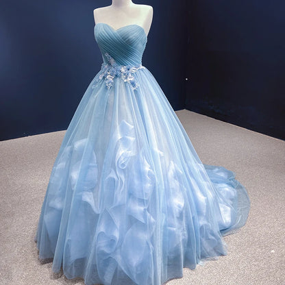 Rsm66290-1 High Quality Cheap Blue Elegant Lace Fabric Embroidered Bridal Dress Wedding Dress