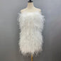 Long Pink Wrap Feather Fur Dress Party Ostrich Feather Dress for Ladies