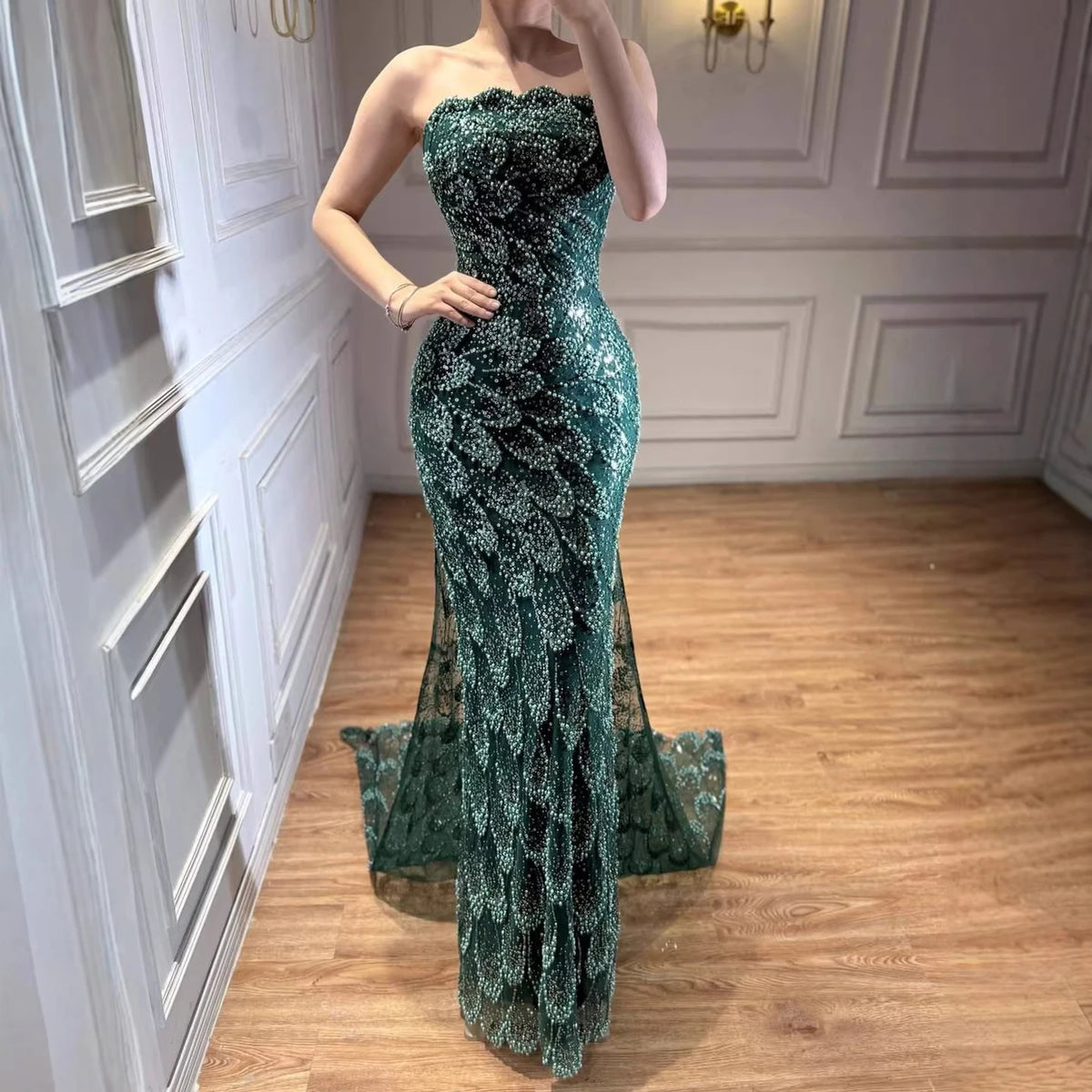 Serene Hill LA73117A Emerald Green Mermaid Evening Dress 2026 Strapless Formal Party Gowns for Red Carpet Gala Events