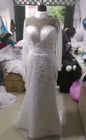 African Mermaid Wedding Dress With Sheer Long Sleeves Detachable Train Satin Fabric High Collar Plus Size Applique Bridal Gowns