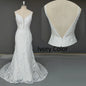 10864#Real Photos Spaghetti Straps Sleeveless V-Neck Open Back Sweep Train Lace Bohemian Boho Wedding Dress Wedding Bridal Gown