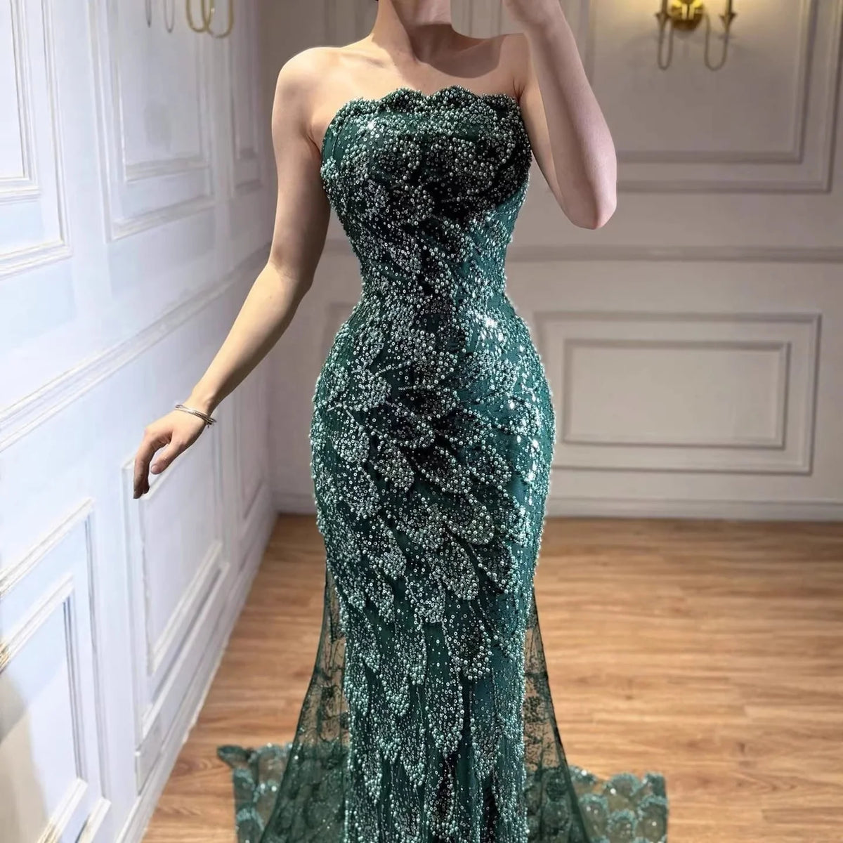 Serene Hill LA73117A Emerald Green Mermaid Evening Dress 2026 Strapless Formal Party Gowns for Red Carpet Gala Events
