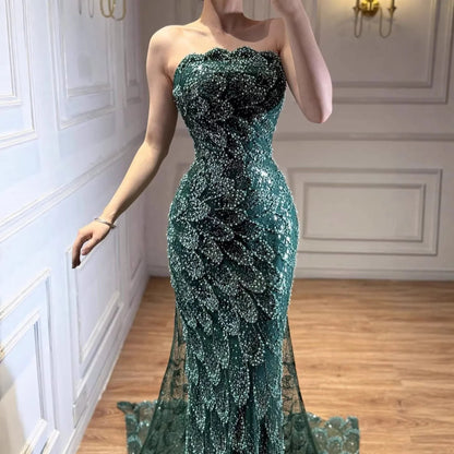 Serene Hill LA73117A Emerald Green Mermaid Evening Dress 2026 Strapless Formal Party Gowns for Red Carpet Gala Events