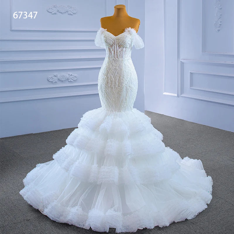 Jancember RSM67347 2021Luxury Mermaid Sleeveless Sweetheart Lace up Wedding Dress