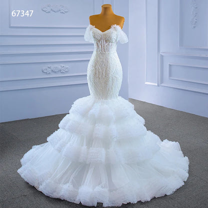 Jancember RSM67347 2021Luxury Mermaid Sleeveless Sweetheart Lace up Wedding Dress