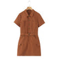 MYST&ZA Women's Clothing 2025 Summer New Style Fashionable Simple Versatile Lapel Short-sleeved Work Dress