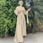 Enyami Satin Elegant Maxi Evening Dress Long Sleeves Abayah Islamic Clothing Muslim Women Dress With Head Scarf