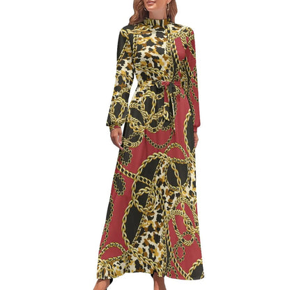 Print on Demand Wholesale Long Sleeve Women's Casual Dress Streetwear Floral Printed Elegant Maxi Dress for Woman