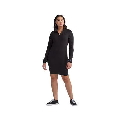 Champion Mock Zip Dress Womens Active Dresses Color: Black/White | 100% Authentic