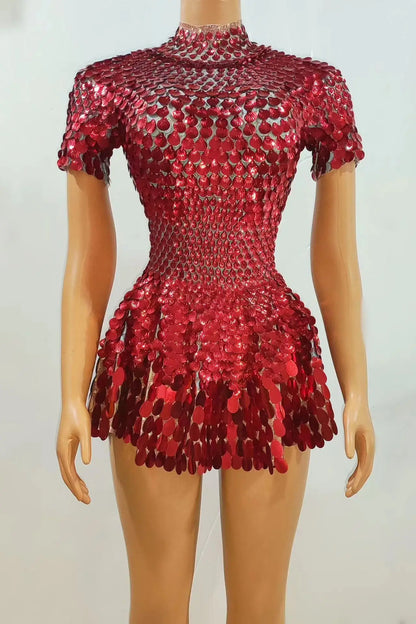 Sparkly a Line Glitter Sequins Birthday Party Gowns Short Prom Dress Dancer Stage Performance Costume Women Sexy Mini Club Dress