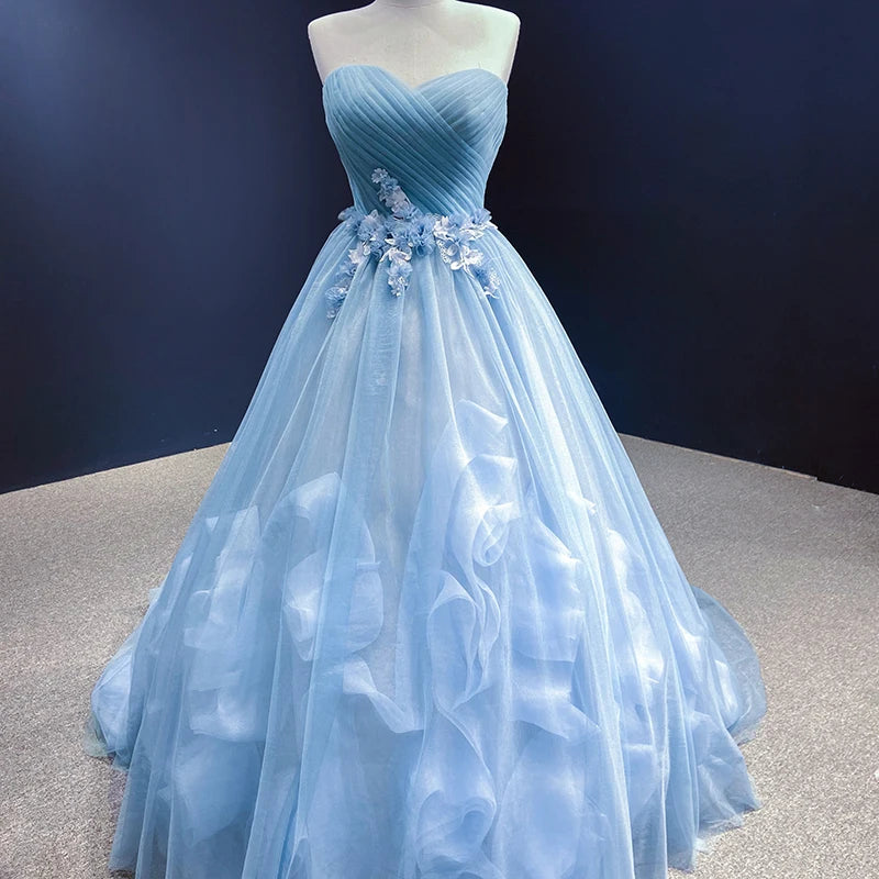 Rsm66290-1 High Quality Cheap Blue Elegant Lace Fabric Embroidered Bridal Dress Wedding Dress