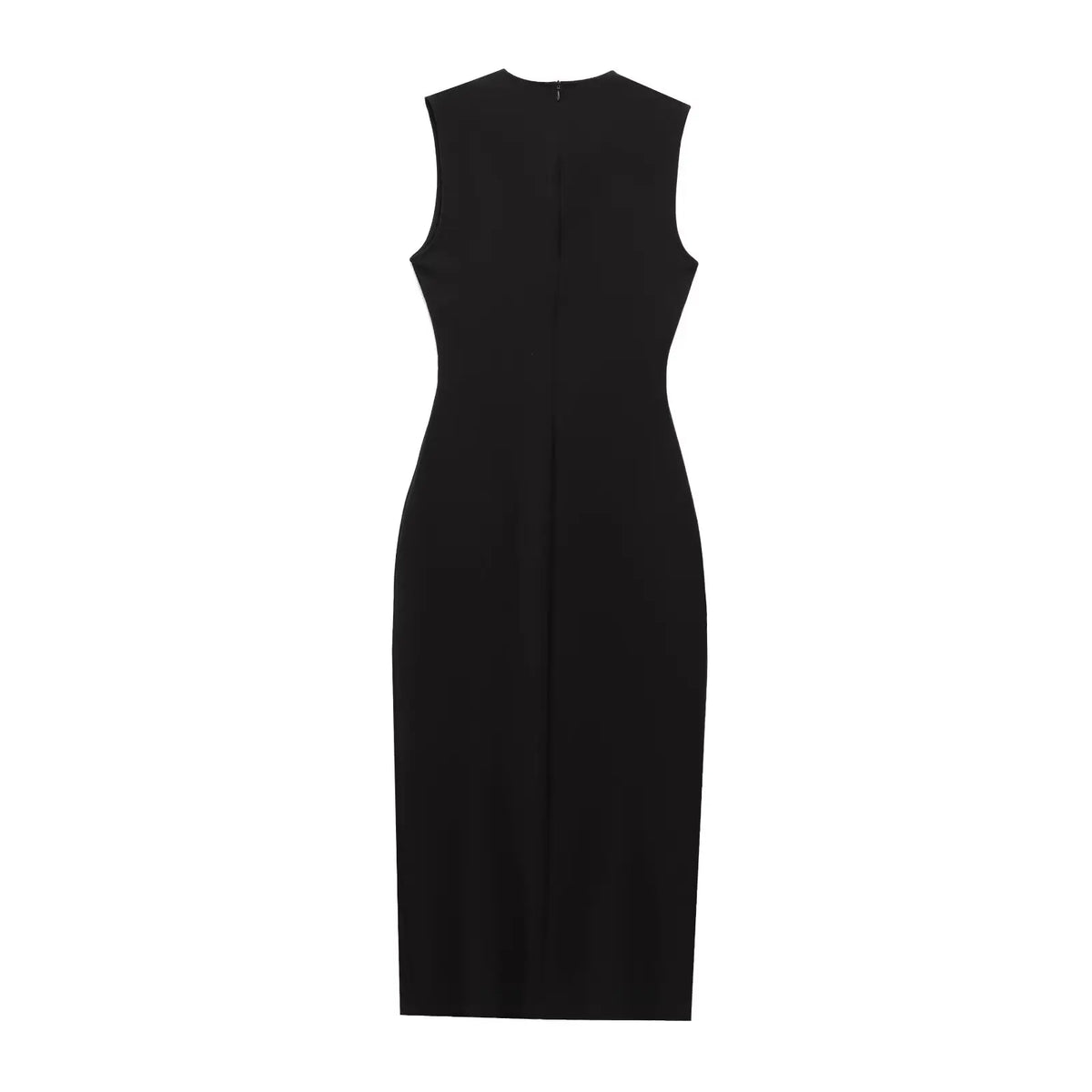 Women's new fashion split midi dress retro O-neck sleeveless women's fashion dress Vestidos Mujer