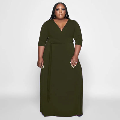 2022 New Arrival Women's Clothing With Belt Solid Color Fashion Long Dresses Women Plus Size Womens Dresses