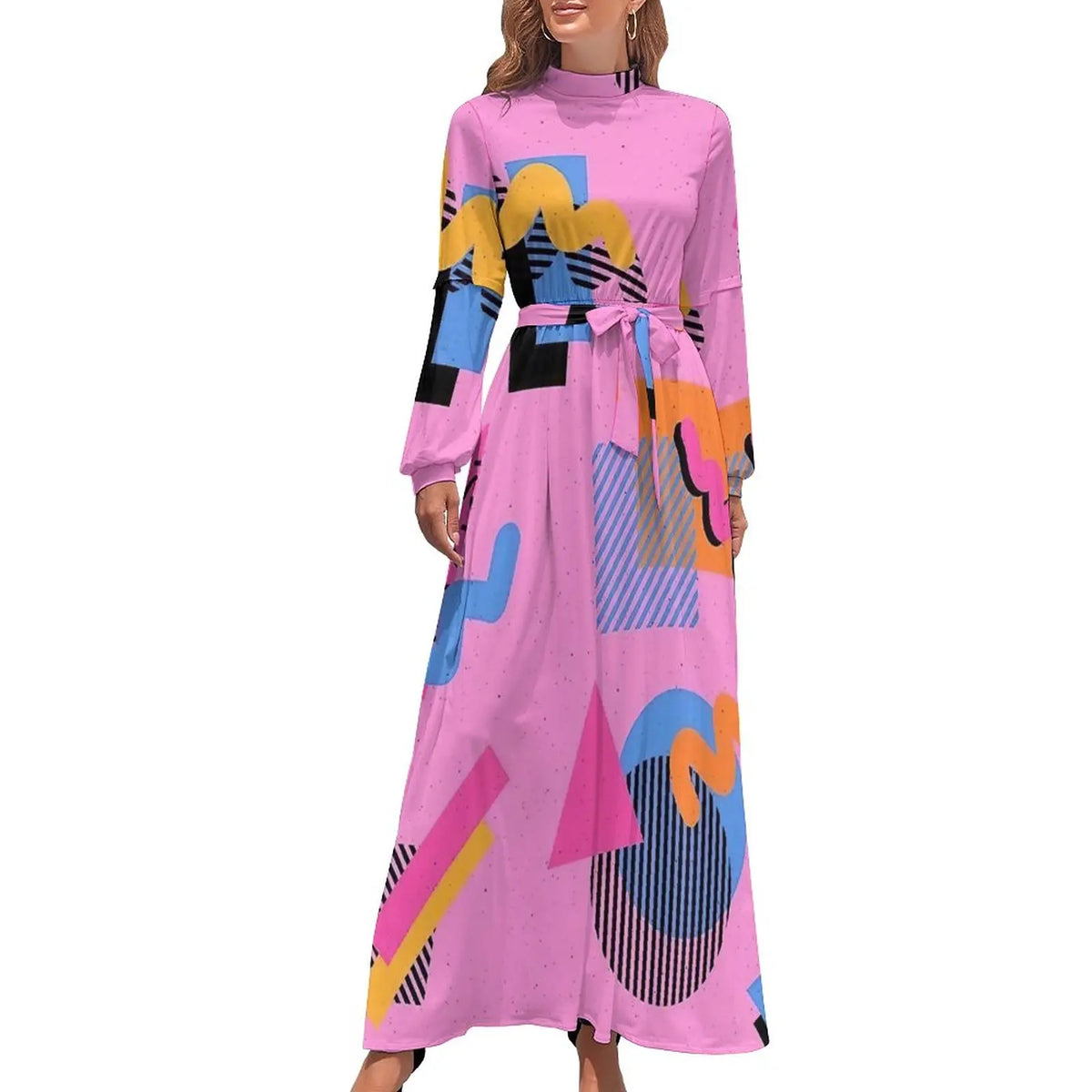 Print on Demand Wholesale Long Sleeve Women's Casual Dress Streetwear Floral Printed Elegant Maxi Dress for Woman