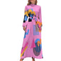 Print on Demand Wholesale Long Sleeve Women's Casual Dress Streetwear Floral Printed Elegant Maxi Dress for Woman