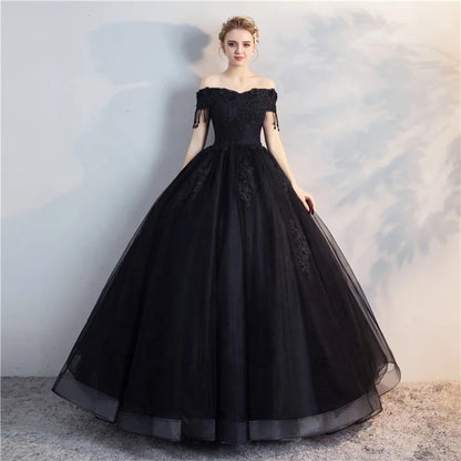 Wholesale Feishiluo Modern Off-Shoulder Lace Sweetheart Neckline A-Line 100% Polyester Evening Dress Women Floor Length